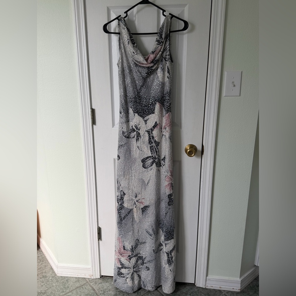 Jovani Sequin Floral Maxi Dress